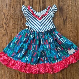Eleanor Rose Blue and Red Alphabet Dress